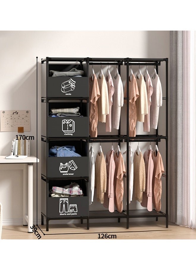 RollsTimi Simple Combination Wardrobe Simple Storage Iron Shelf Folding Rental House Dormitory Indoor