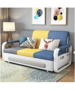 Organized Home Pull-Out Foldable Sofa Bed with Storage Space Double-Seat Multi-Functional Sofa, Modern Style Living Room and Bedroom Comfortable Sofa Bed Chair (Width1.58m)