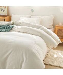 Direct Hotel Quilt Cover White Washed Cotton Bed Sheet Hotel Simple Quilt Cover Single Double Quilt Bed Cover Pillowcase-Color:220x240 -Specifications:Ins【plain White】