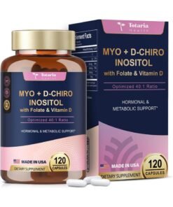 Totaria Inositol Supplement for Women with Vitamin D3, Folate, 40:1 Ratio Myo-Inositol 3000mg & D-Chiro Inositol 75mg Complex, (Vitamin B8) Inositol Capsules, 120 Capsules, 40 Servings