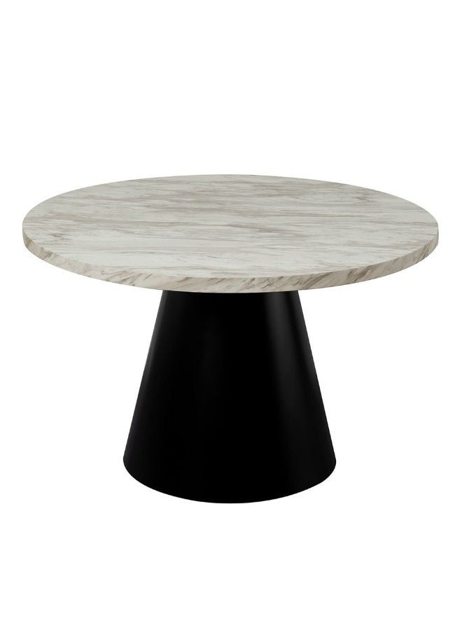 DANUBE HOME Hampton 4 Seater Round Dining table | Sturdy Dining Table Without Chairs | Modern Design Desk Furniture For Kitchen And Dining Room L120xW120xH76cm-White/Matt Black