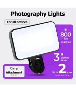 Furtey Clip-On Photography Light for Phone and Laptop, Video Light, Portable LED Camera Fill Light Panel, Pocket LED Phone Light, Dimmable with Three Lighting Effects, Rechargeable LED Light