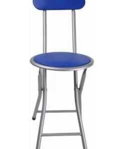 Day To Day Folding Stool - Multi-Purpose Chair For Office, Home, Garden With Back Padded Round Chair - Standard, Blue