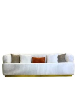 Modern Creamy Sofa with Golden Frame