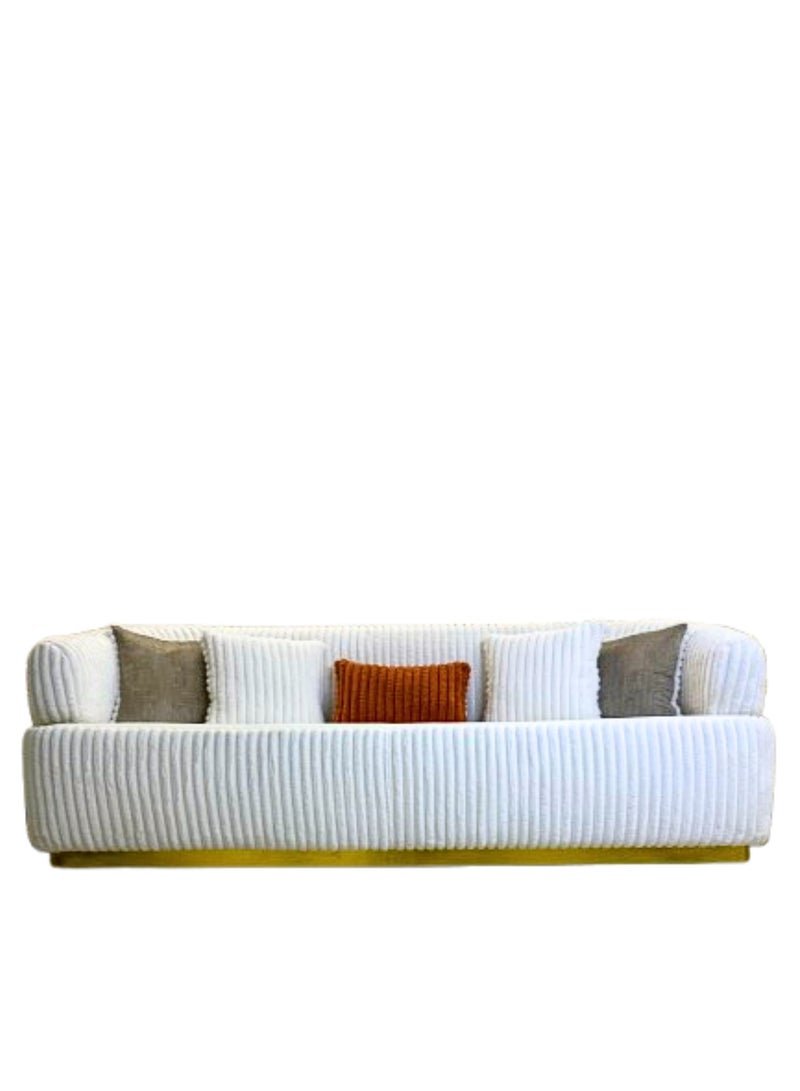 Modern Creamy Sofa with Golden Frame