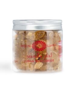 Moin Luban with Amber Bakhoor 100g - Pure Frankincense & Patchouli Blend for Calming Atmosphere, Long-Lasting Fragrance, Ideal for Home, Office, and Special Occasions