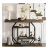 NKX Side Table Wood Narrow Sideboard with Multiple Shelves Narrow Sofa Table for Home Living Room
