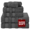 Safi Plus 6-Piece Towel Set 100% Turkish Genuine Cotton Super Soft & Absorbent Luxury Hotel Quality 600 GSM Cotton Bathroom Towels, 2 Bath Towels, 2 Hand Towels, 2 Washcloths, Grey