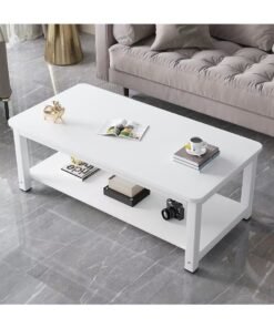 Simple and modern home table, economical and minimalist coffee table for living room（size：80*50*60cm，white）