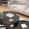 XiuWoo Modern Round Coffee Table, Mid Century Small End Table Set of 2, Wooden Coffee Table for Living Room, Bedroom, Balcony, Courtyard,Black,50+70cm