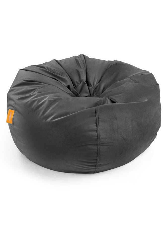 Jumbble Suede Bean Bag with Filling | Ultimate Indoor Lounging Chair for All Ages | Velvet Soft Fabric | Filled with Polystyrene Beads(Kids, Black)45 X 70 X75cm