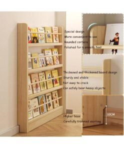 Alternative view of XiuWoo 4-Tier Expandable Door Storage Rack, Behind Door Bookshelf, Wooden Bookshelf, Natural Toy Storage Rack, Wall-Mounted Wooden Storage Rack, Corner Bookcase