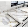 Zeemey 1pc Golden Grey White Marble Wallpaper, Peel and Stick, Self-Adhesive Vinyl Contact Paper for Countertop, Kitchen Cabinet, Furniture Decorate, Removable Contact Paper for Home Improvemen(60*500CM)