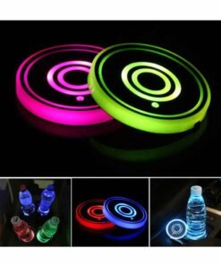 Y&D Car Cup Holder Coaster, 2PCS LED Coaster with 7 Colors Changing USB Charging Mat, Luminescent Pad Interior Atmosphere Lamp Decoration Light