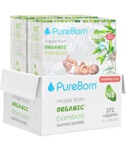 PureBorn Organic Bamboo Baby Diapers Size 1| Eco-Friendly Tape Style Diapers Hypoallergenic nappies |Upto 5 kgs| Count 272 | Assorted Print