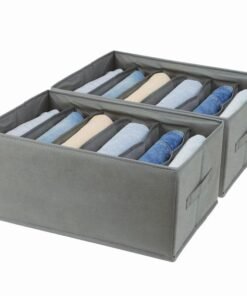 Fordonral Wardrobe Clothes Organizer Extra Large 6 Compartments, Divided Clothing Organizer for Closet, Jeans, Folded Clothes - Closet Organizers and Storage, Drawer Organizers for Clothing (Gray-2PC)