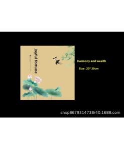 Artistic Conception Cuisine Cold Cuisine Pad Paper Hotel Creative Plate Decorative Flowers And Grass Cold Cuisine Edge Calligraphy Art Kraft Paper-Specifications:(Square) Harmony Makes Money