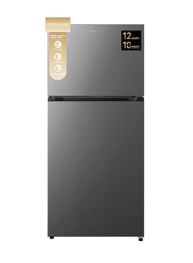 Dreame 670 Gross & 515L Net Capacity Double Door Top- Mount Refrigerator-Freezer, No-Frost, Multi-Air Flow, Right open, Recessed Handle DRT670ASC Titanium Steel Silver