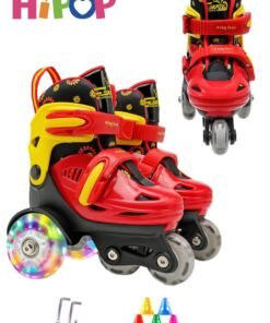 HIPOP New Kids Roller Skate Shoes with Removable Inner Liner,Capsizing Prevention Triangle Wheel Stable Design,Unisex Girls Boys Roller Shoes with LED Color Wheels