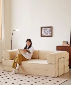 fashionhome 2 in 1 Multipurpose Use Sofa Cum Bed Comfortable Ergonomic Design Sleeper Sofa Folding Couch Mattress Convertible Living Room Furniture 220x170 cm