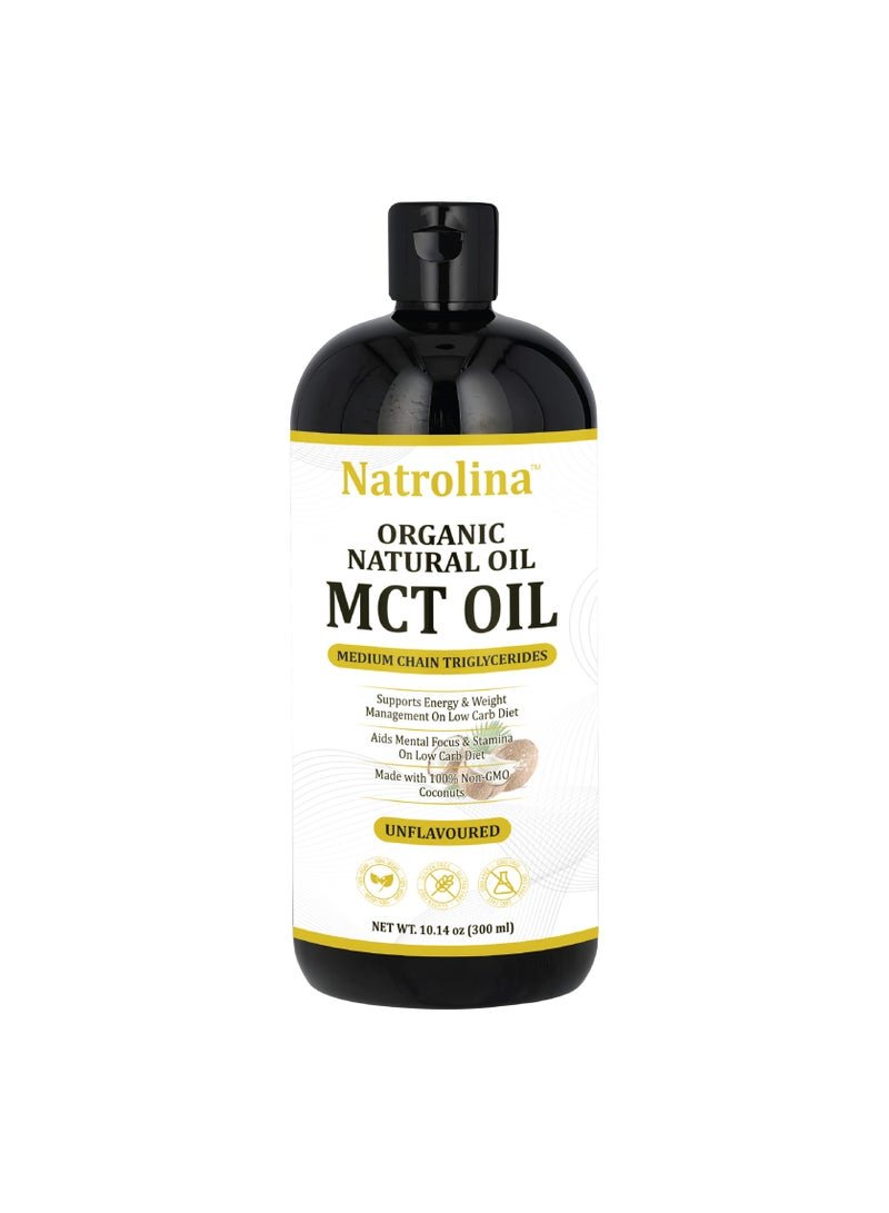 Natrolina Organic Natural MCT Oil, Supports Energy & Weight Management, Unflavored - 300 ml