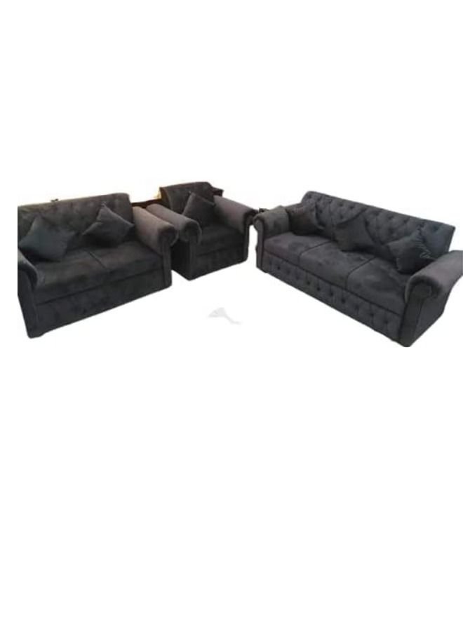 Maharat Al Bahar 5– Seater sofa set - 1+1+3- Dark Grey 190x80x80