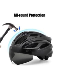 DUNISO Adult bicycle helmet, adjustable mountain riding safety helmet with detachable magnetic goggles, suitable for both men and women，black - Image 4