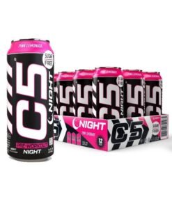 C5 Energy C5 Drink Night Pink Lemonade, Pre Workout, Zero Caffeine, Sugar Free, Zero Calories with Beta Alanine, L-Arginine 16fl.OZ, 473ml Caffeine Free Preworkout Pack of 12