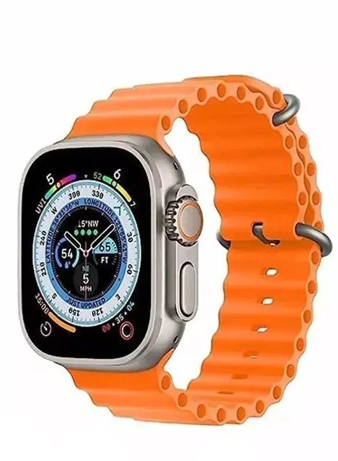 Ultra 2 Smartwatch With Bluetooth Calling, Heart Rate Monitoring, Step Count & Fast Charging Orange Strap