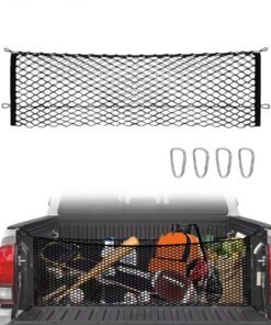 Motim Truck Cargo Net 140*40 cm, Trunk Organizers and Storage Net with 4 Metal Hooks, Fit for SUV, Large Pick-up Trucks, Silverado 2013 to 2022 GMC Sierra 2013 to 2022 and Ford F150 2015 to 2022