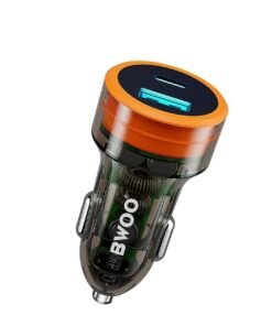 Bwoo Car Charger 38W USB-A+USB-C 2 in 1 Transparent Car Fast Charger for Iphone, Samsung, Vivo, Honor, One Plus Etc