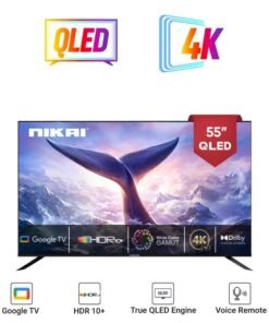 NIKAI 55 Inch 4K QLED Ultra HD Smart Google TV, Hands-Free Voice Control, Game Master, Dolby Vision + Atmos, 4K HDR10+, Effortless Connectivity With Android & Apple Devices NPROG55QLED Black