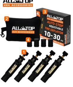 ALL-TOP Adjustable Auto-Stop Tire Deflator Valve Kit, 10-30 PSI Air Down Tool Offroad Accessories, 4 Pcs