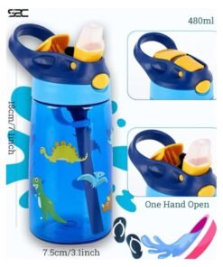 S2C Water Bottle for Kids With Straw & Handle - 16 oz BPA Free Kids Water Bottles, Spill Proof Cups for kids, Easy-Clean, Water Bottle With Straw,Kids Water Bottle For School,toddler water bottle