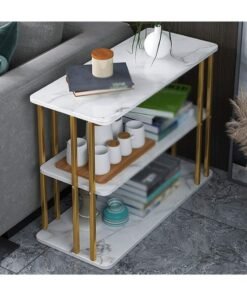DubaiGallery 3-layers Side table for living room sofa side Nordic simplicity coffee table flower stand iron and wooden home Multifunction decorative shelf Storage rack