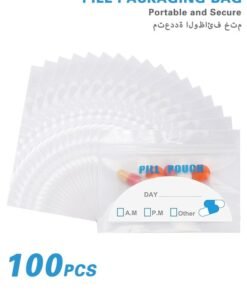 Polish'D 100 Pack Pill Pouch Bags - (4" X 2.75") Thickness is 6 Mil, Portable Plastic Pills Bag Hold Vitamin, Supplements, Medication, and Vitamin Storage