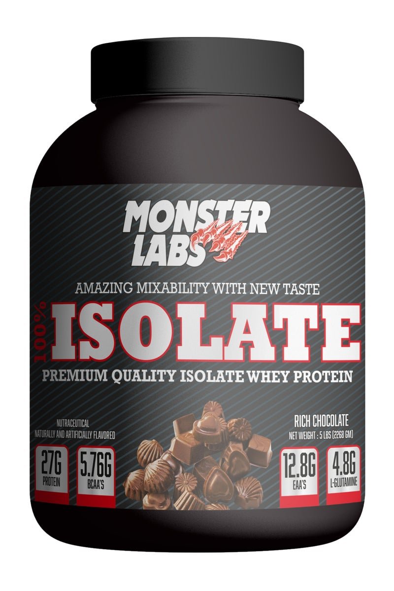 Monster Labs 100% Isolate 5 lbs - Premium Quality Isolate Whey Protein (Rich Chocolate)
