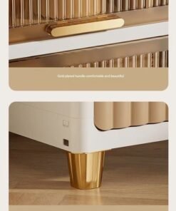 C&C Home Multipurpose 4 Layers Storage Cabinet Freestanding Narrow Side Organizer Cabinet with 3 Flip Top Magnetic Lids and 1 Spacious Drawer for Bathroom Hallway Kitchen Bedroom 60x30x110 cm