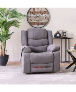 DANUBE HOME Mina 1 Seater ManuaFabric Recliner With Cupholder and Pockets Modern Design One Seat Relaxing Chair Living Room Furniture 97x84x103cm Dark Grey