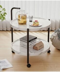 Sofa Side Small Table Living Room Balcony Small Round Tea Table Bedside Storage Shelf Holder Cart Trolley Rolling cart