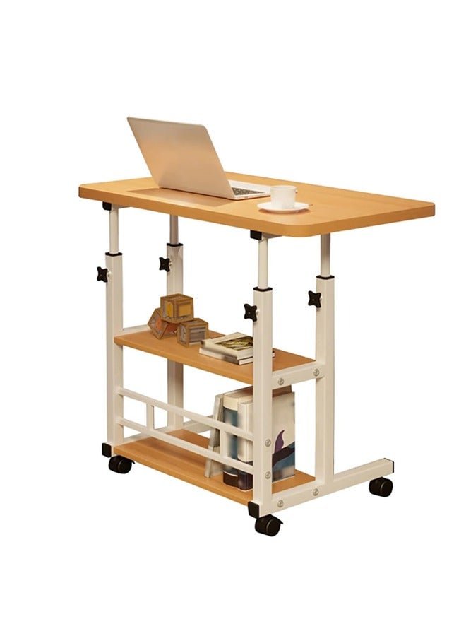 Portable Computer Desk, 60-90cm/24-35in Height Adjustable Laptop Table Small Standing Desk Rolling Computer Cart with Wheels for Home Office