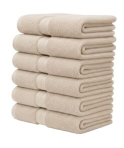 1Chase Luxury Hand Towels Cotton Hotel spa Bathroom Towel 16x30  Set Of 6 Beige