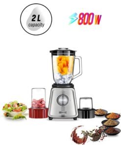 KENWOOD Blender, Glass Goblet, Ice Crush Function, Meat Grinder, Chopper Mill, 2 L 800 W BLP44.270SS Silver