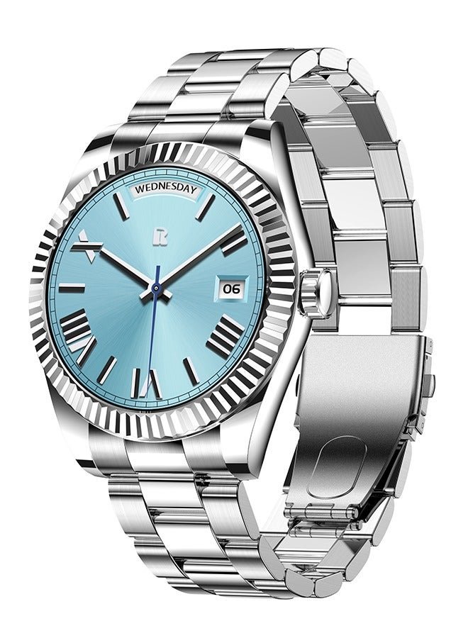 RollsTimi Men's Smart Watch Women 1.28" AMOLED Waterproof Small Smartwatch,Fitness Tracker with Heart Rate Sleep Monitor Activity Tracker for Android and iPhone (Silver)