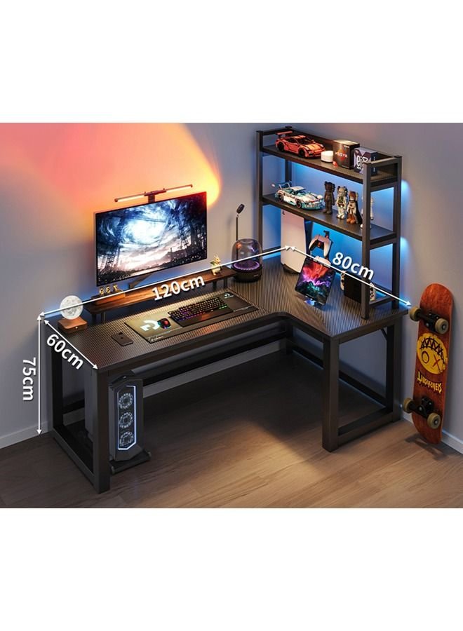 keke Computer and Multifunction Table Home Office Workstation with Storage Rack 120X80 cm (Right Corner)