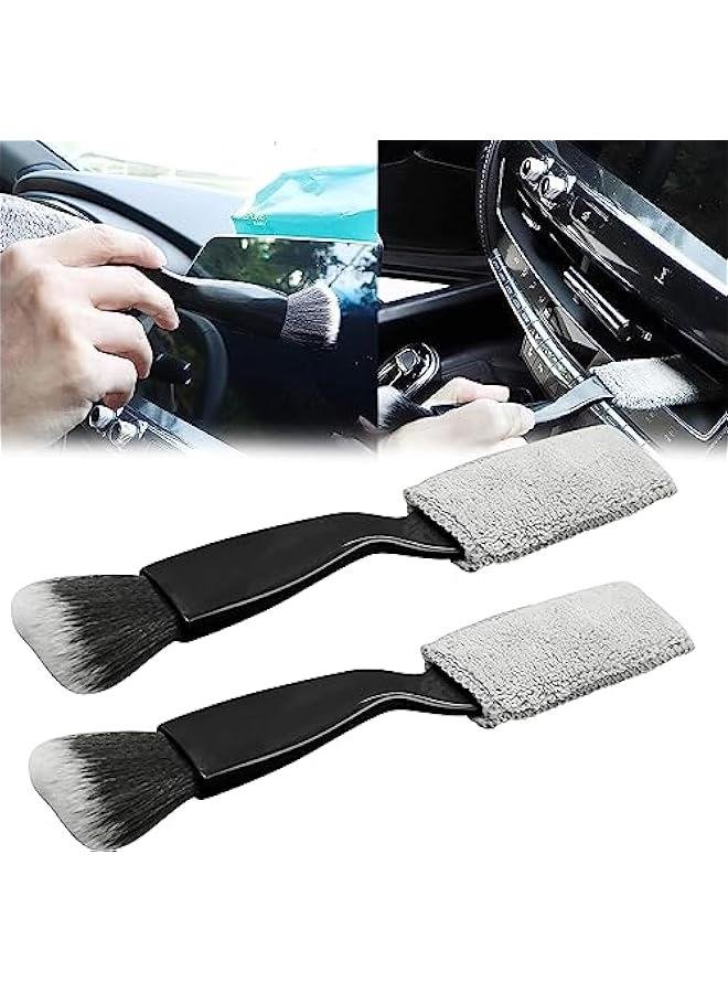 RYNX 2 Double Head Brush for Car CleaningInterior Car Cleaner 2 in 1 Car Duster Car Cleaning BrushPortable Auto Detailing Tools Car Dust Brush for Cleaning Screen Air Vent DashboardBlack