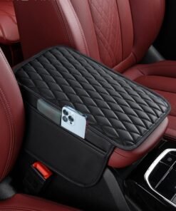 Motim Car Center Console Cover Heighten Pad, Leather Car Armrest Cover Cushion with 2 Storage Bags, Universal Car Armrest Storage Box Car Interior Accessories for Most Vehicles