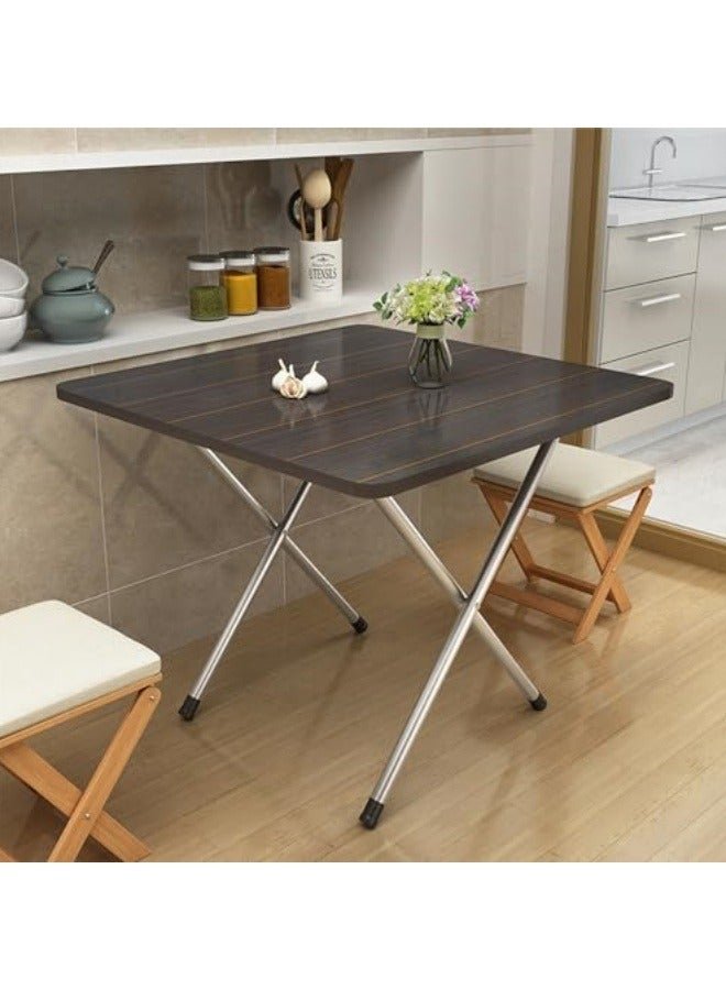 GGEROU Folding Table, Foldable Camping Table, Outdoor Picnic Table, Dinner Folding Table with Wooden Top and Metal Frame, 60 * 60 * 72cm