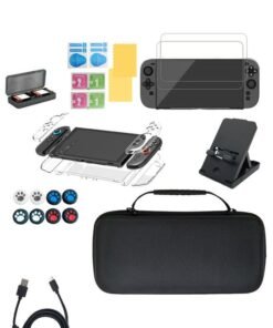 SJet Carrying Case for Nintendo Switch 2, 25 in 1, with 12 Game Card Slots, Screen Protectors and protective case and Grips Caps for Switch 2 Accessories