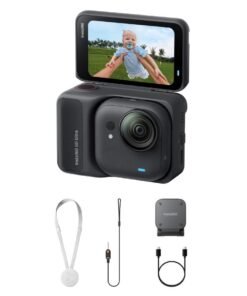 Insta360 GO Ultra Standard Bundle | 4K Tiny Action Camera, Low-Light Capture, 10m Waterproof Wide-Angle, w/ Flip Screen FlowState Stabilization, Magnet Pendant, Clip for Travel & Vlogging - Black
